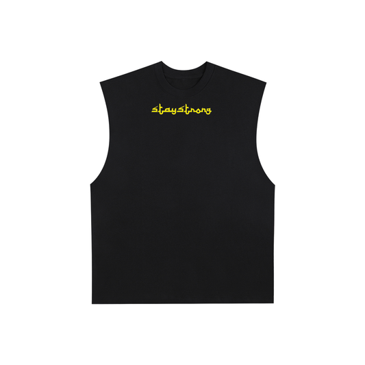 Stay Strong Basic Raw Edge Cotton Tank Top