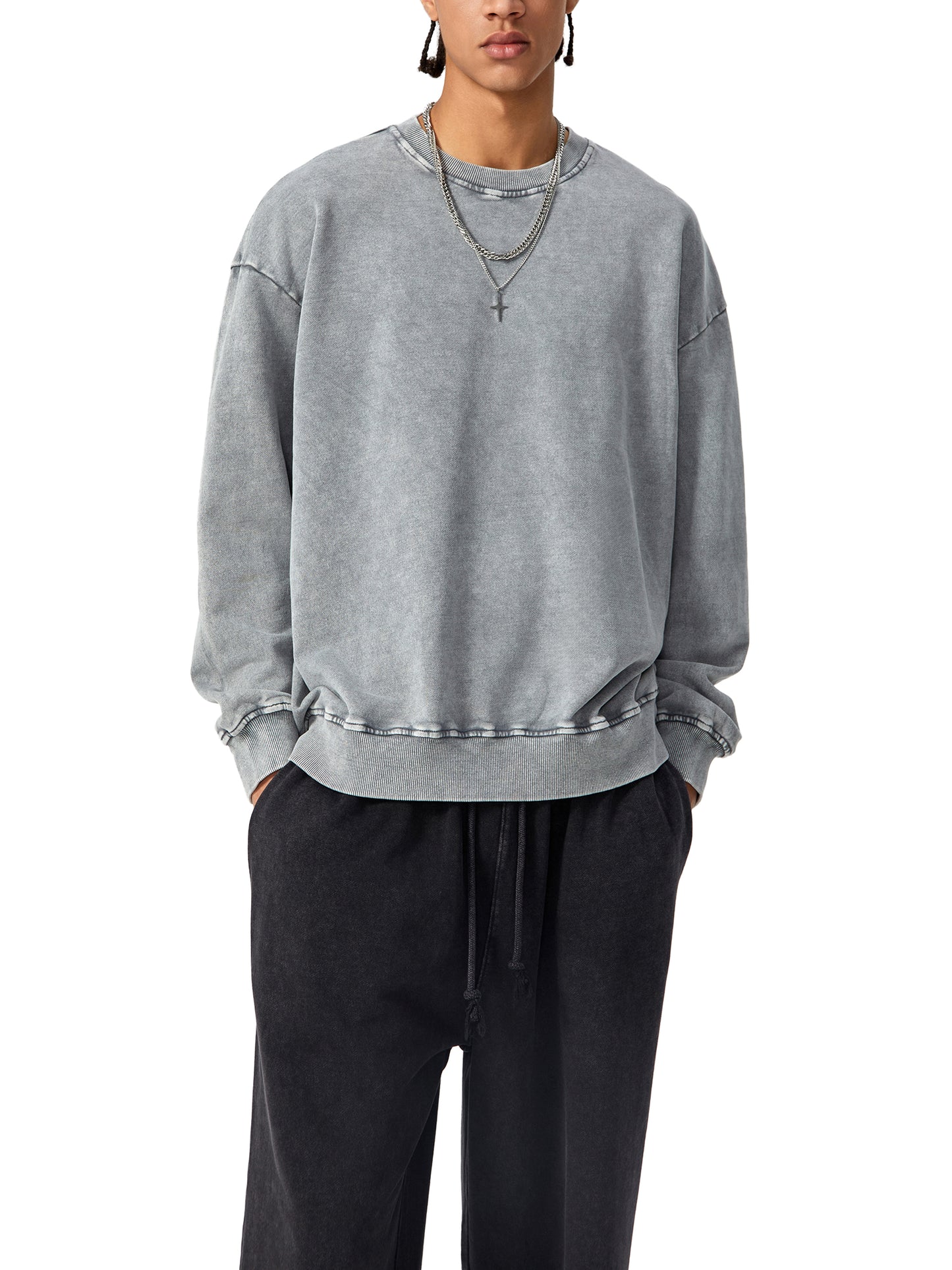 STAY STRONG Snow Washed Oversized Sweatshirt