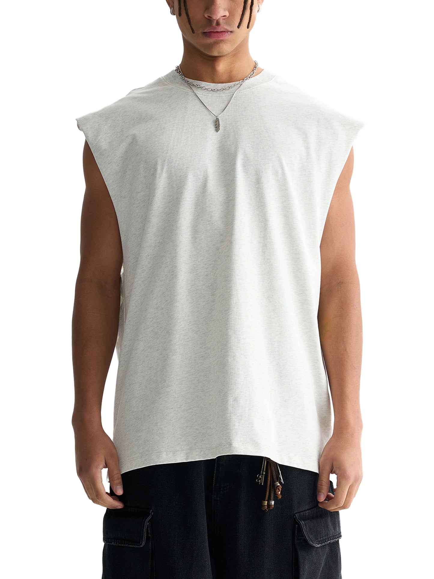 Stay Strong Basic Raw Edge Cotton Tank Top