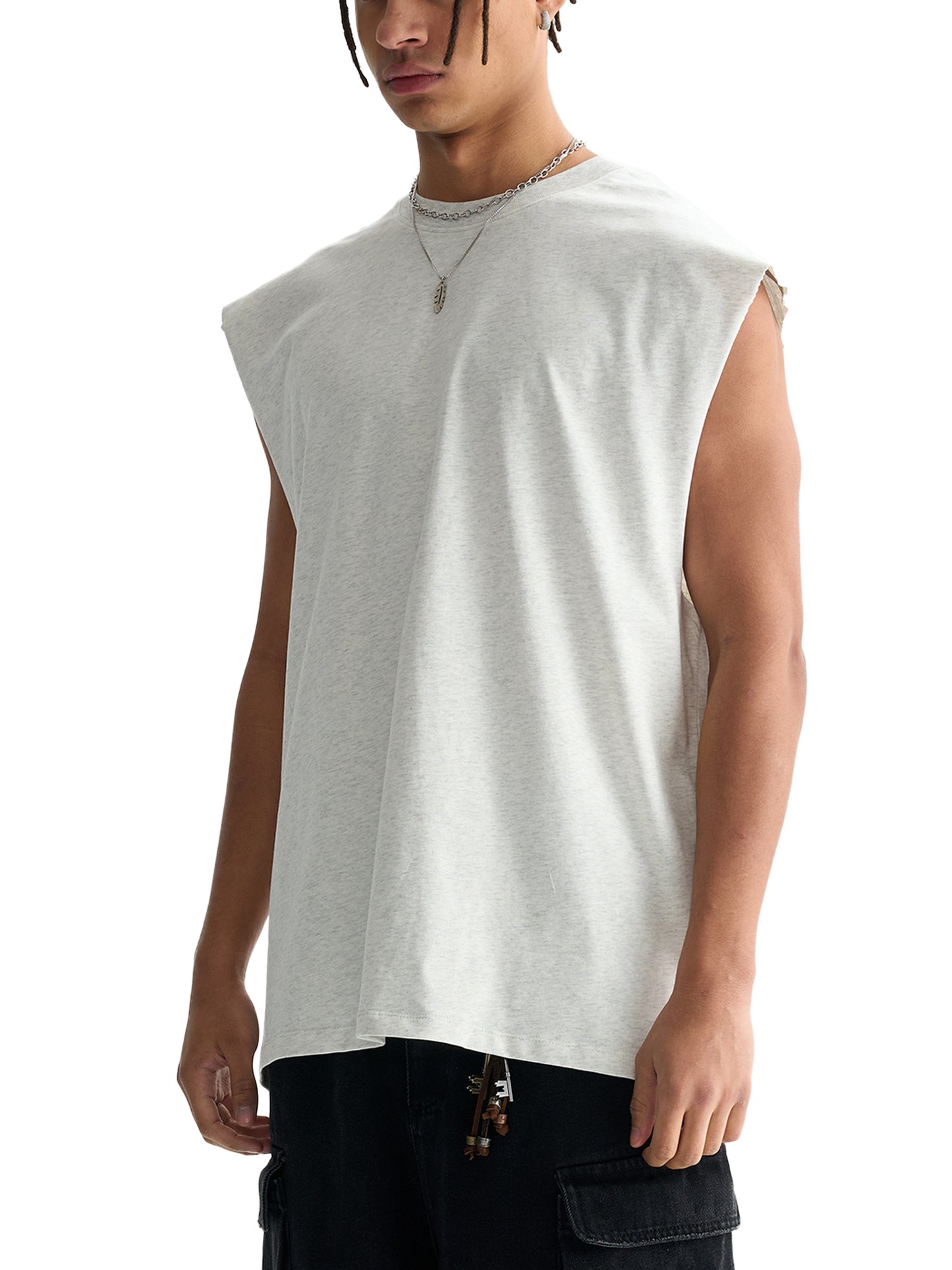 Stay Strong Basic Raw Edge Cotton Tank Top