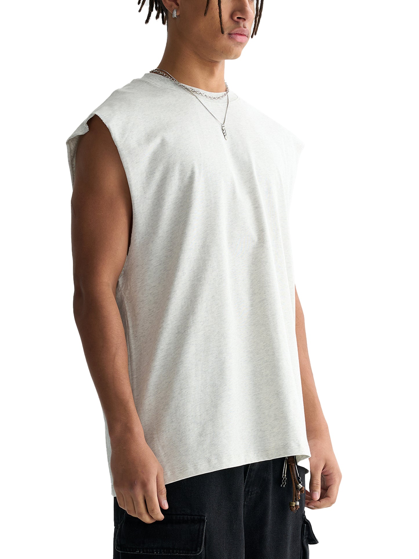 Stay Strong Basic Raw Edge Cotton Tank Top