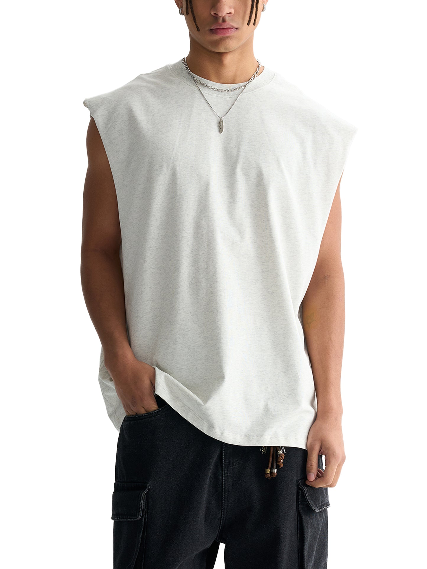 Stay Strong Basic Raw Edge Cotton Tank Top
