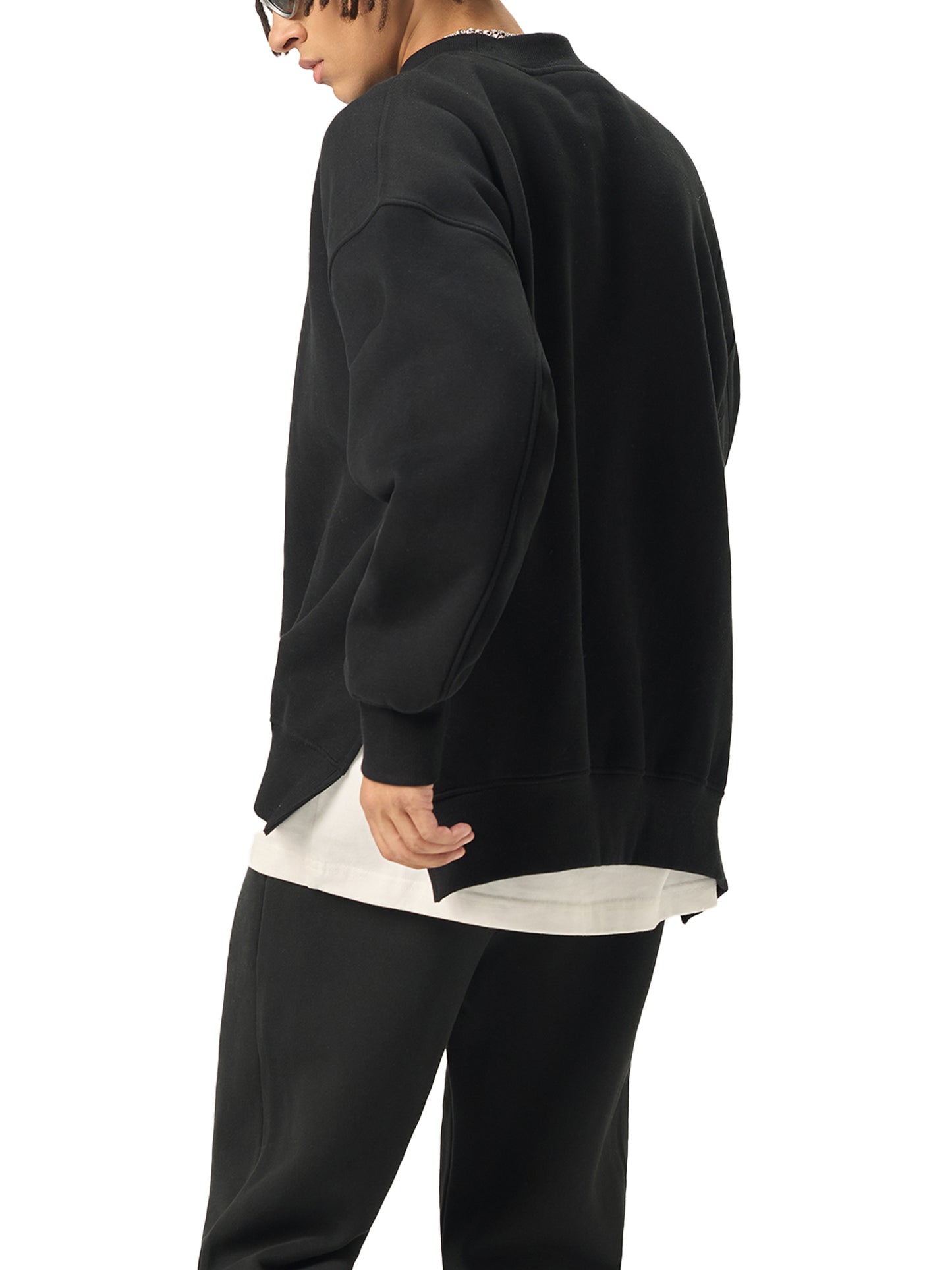 STAY STRONG Fleece Side Slit Crewneck Sweatshirt
